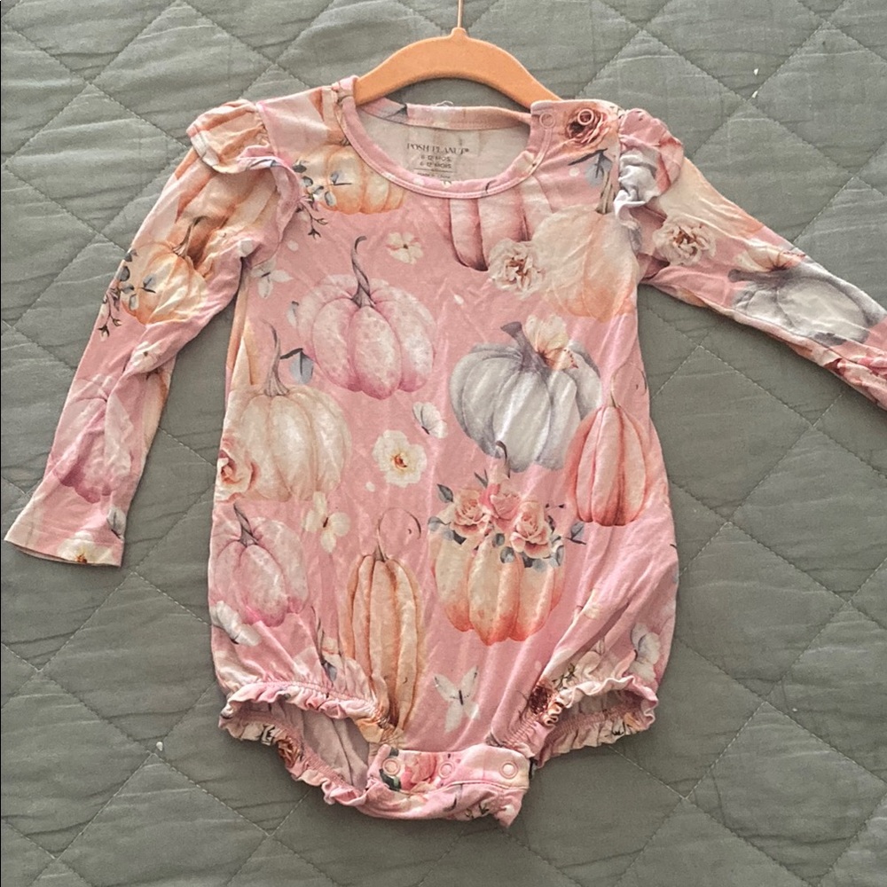 Pink Pumpkin Print Baby Romper